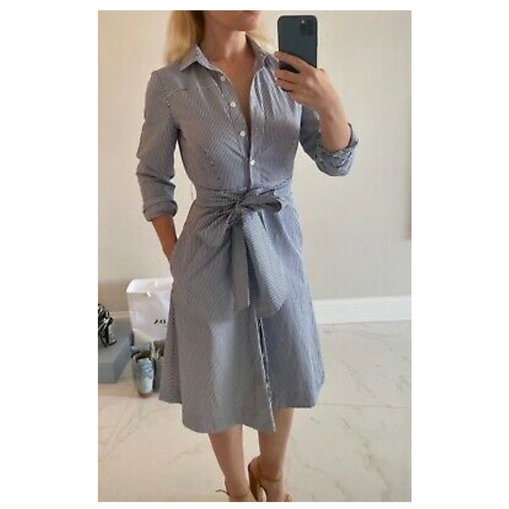 NWT Zimmermann A-line blue white shirt dress 0